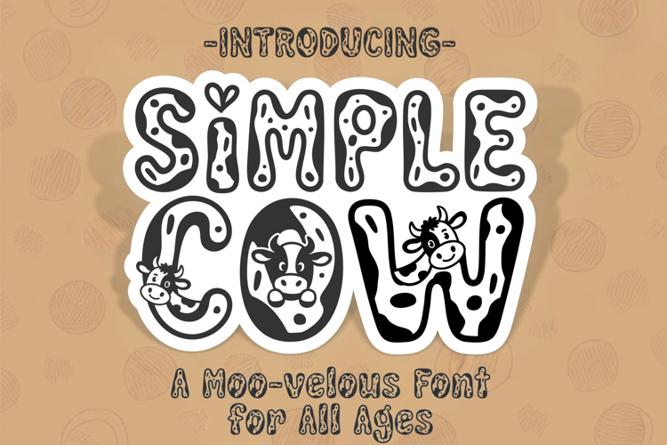 Simple Cow Font | Cute Cow Font with Farm Animals