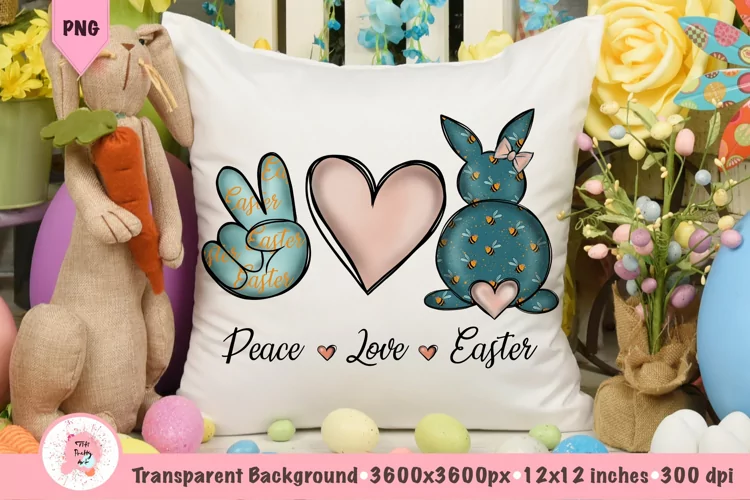 Peace Love Easter Bunny Sublimation Design PNG