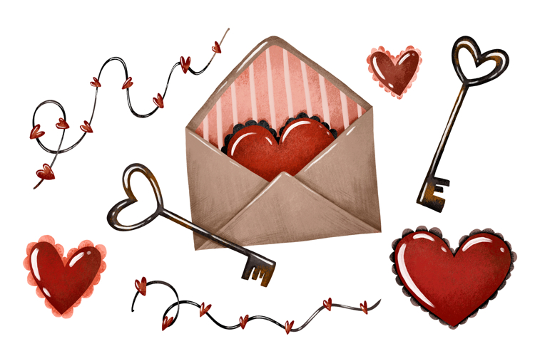 St Valentine Love letter. Relationship Hand Drawn St