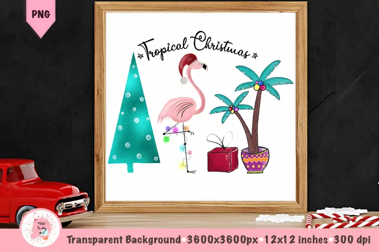 Tropical Christmas Sublimation PNG, Christmas Flamingo