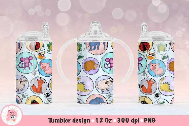 12oz Kids Skinny Tumbler | Sublimation Tumbler Animals