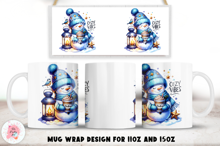 Christmas Snowman Mug Wrap Sublimation For 11oz and 15oz