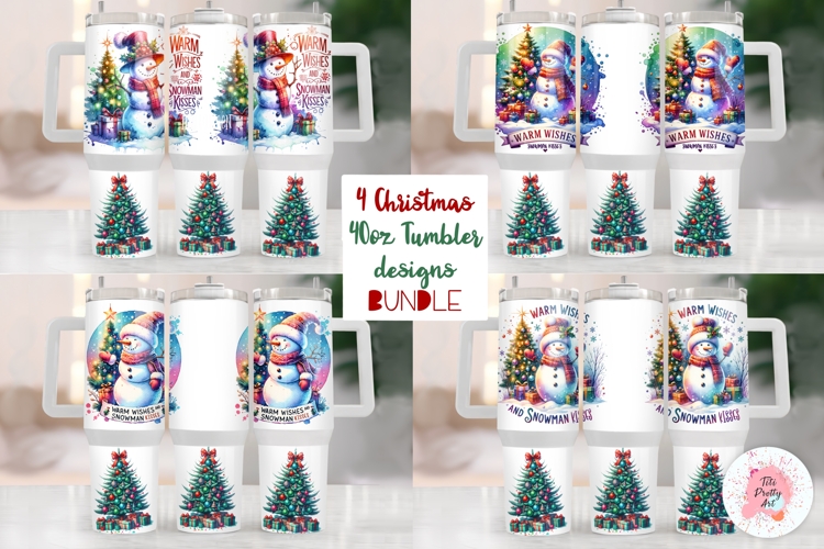 Christmas Snowman 40 oz Tumbler Wrap Sublimation Png Bundle