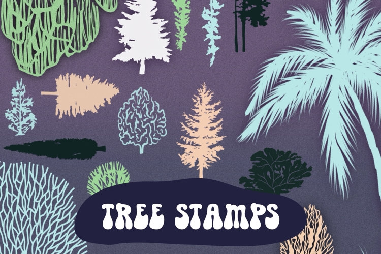 Procreate Tree Brushes | Tree Stamp Set - 54 Brushes example image 1
