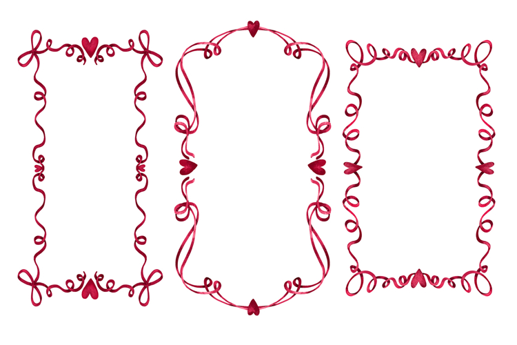 Valentine Love Day Vintage Ribbon Frames Trendy