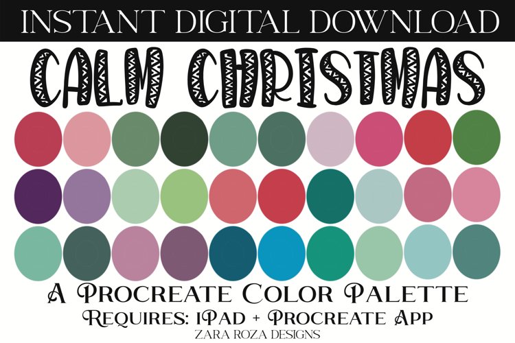 Calm Christmas - Xmas Procreate Color Palette, 30 Swatches example image 1