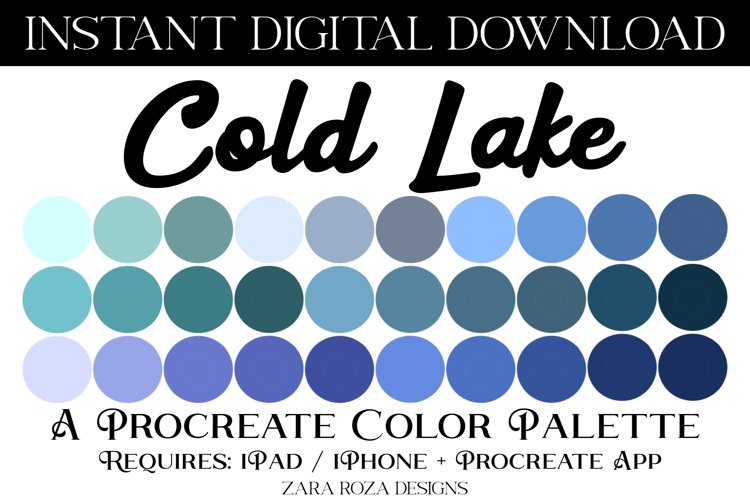 Cold Lake Procreate Color Palette 30 Swatches