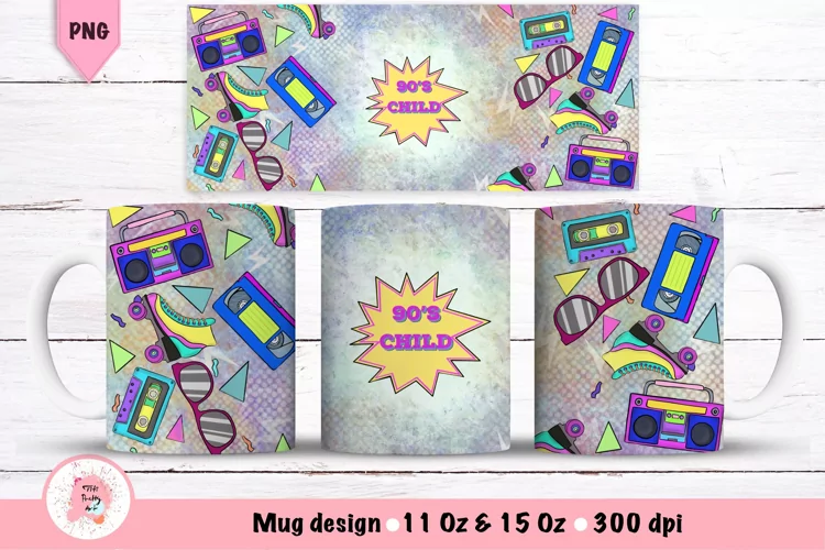 Mug Sublimation 90s PNG | Retro PNG | 90s Clipart