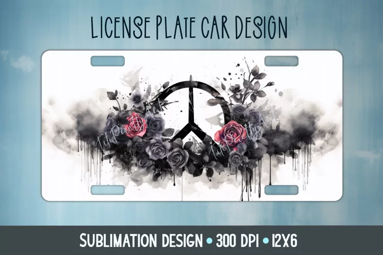 Hippie Sign Car Plate Sublimation Design Png | Car Plate Png
