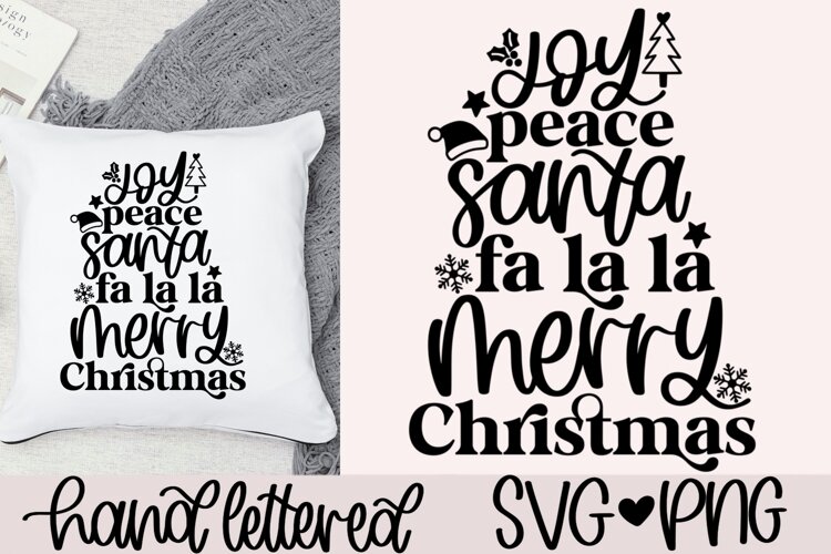 Joy peace santa fa la la merry christmas SVG example image 1