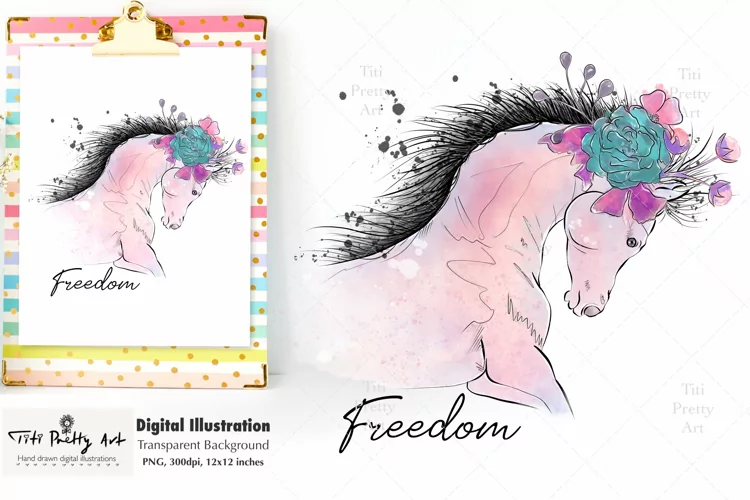 Horse Sublimation Design PNG, Horse Illustration