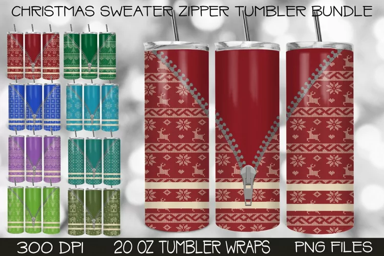 Christmas Skinny Tumbler Bundle|Ugly Sweater|Zipper Tumbler