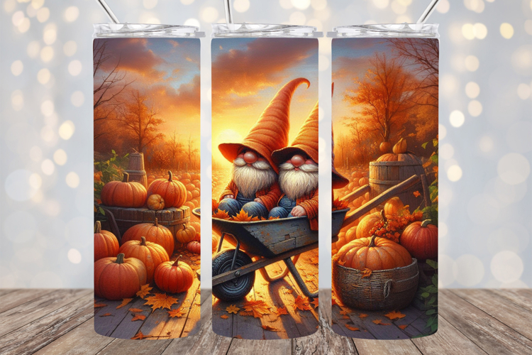 Autumn Gnomes 20oz Tumbler Wrap PNG Design