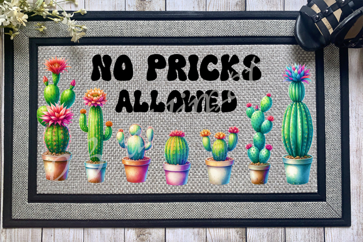 Funny Cactus Door Mat PNG Design for Sublimation