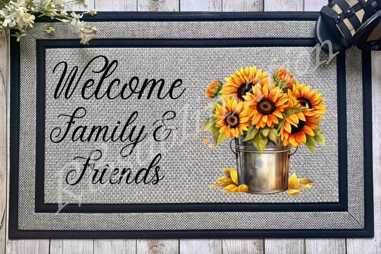 Welcome Family and Friends Doormat PNG Sublimation Design