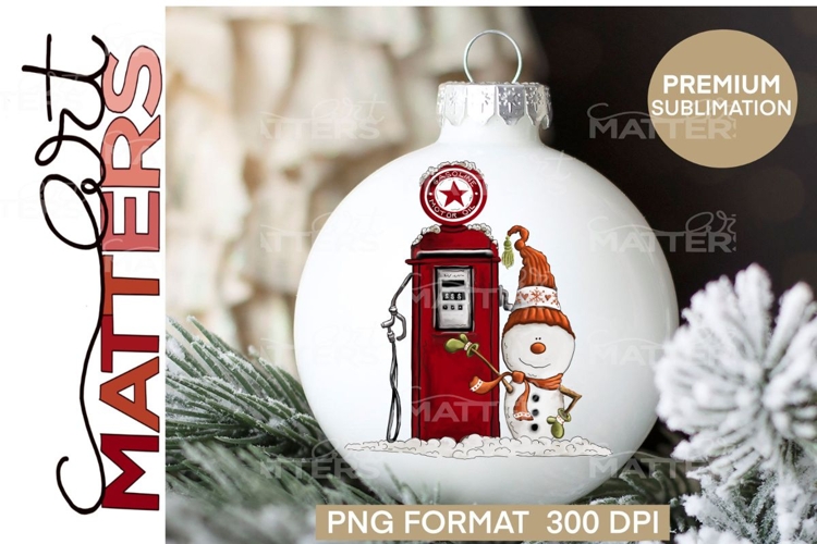 Vintage Gas Pump Snowman - 300 DPI - Hand Painted