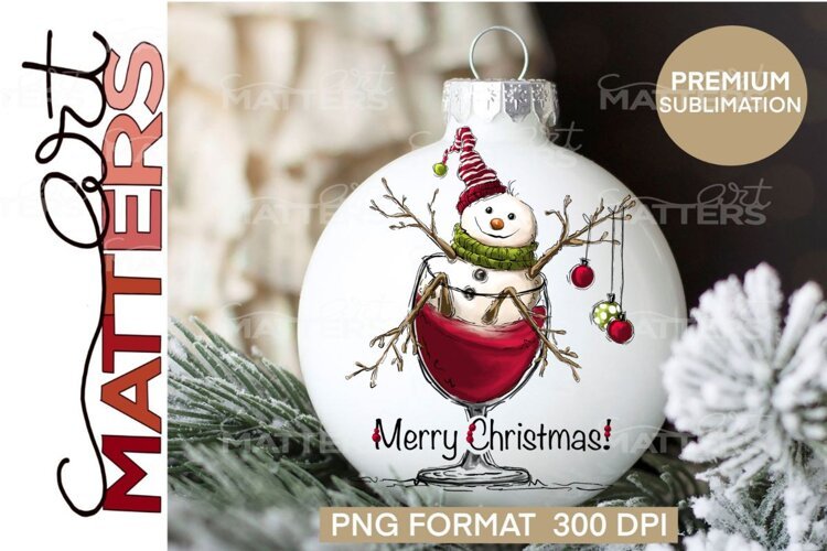 Tipsy Snowman Merry Christmas Wine example image 1
