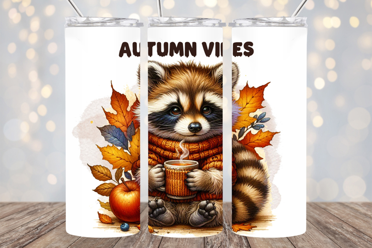 Autumn Vibes 20oz Tumbler PNG Wrap Sublimation Design