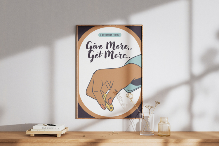 Green And Brown Giving Motivation Quote Poster Template