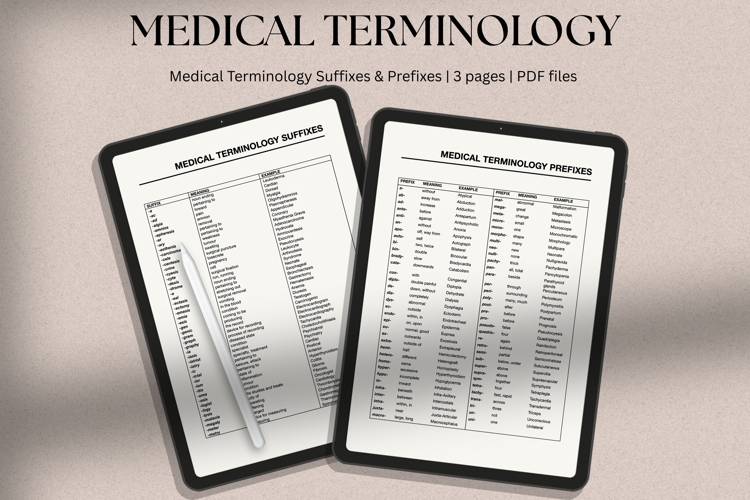 Medical terminology list, prefixes and suffixes pdf example image 1