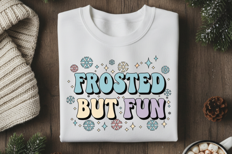 Frosted but Fun PNG, Winter Quote PNG Funny Snow Sublimation