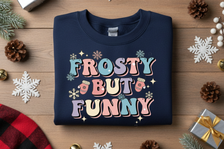 Frosty but Funny PNG, Winter Quote PNG, Funny Snow Day Png