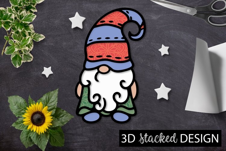 3D Layered Gnome Stacked Papercut Design example image 1