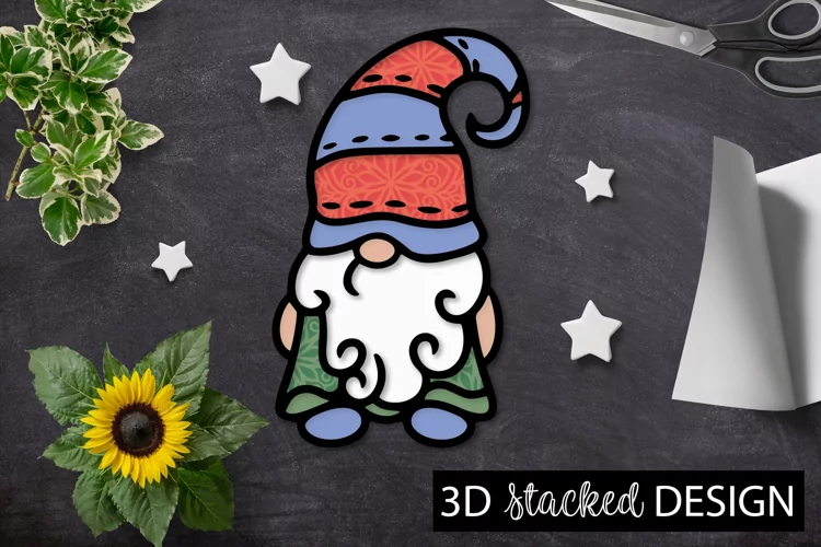 3D Layered Gnome Stacked Papercut Design