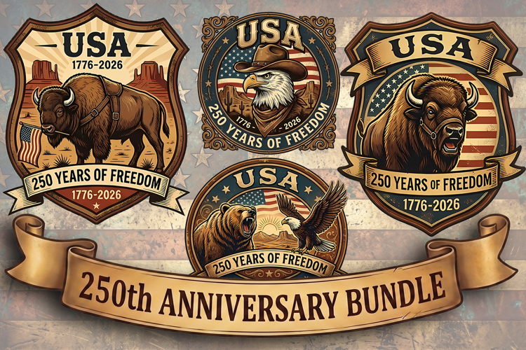 USA 250th Anniversary 1776-2026 Semiquincentennial 4 PNGs
