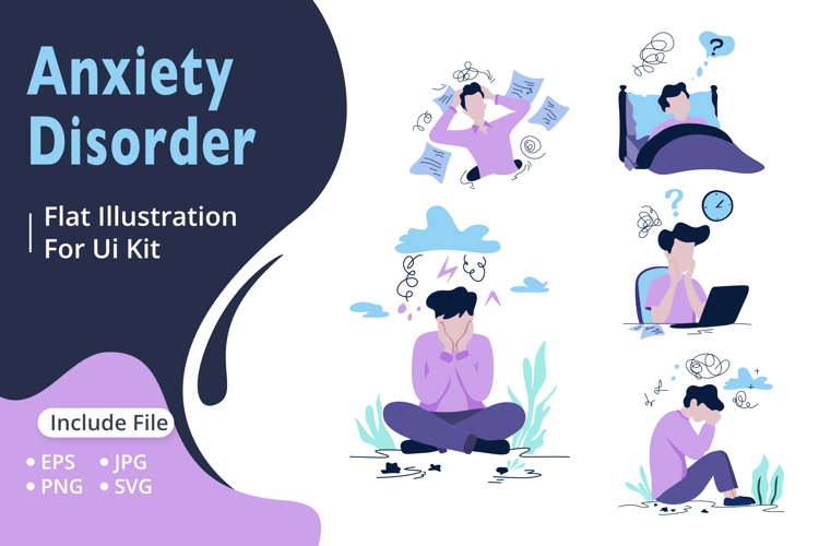 Flat illustration of anxiety disorder