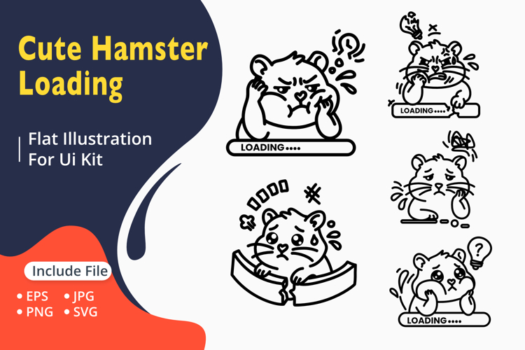 Cute Hamster Loading Illustration Bundle