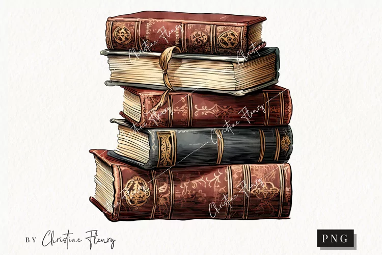 Vintage Goth Books Clipart | Halloween PNG