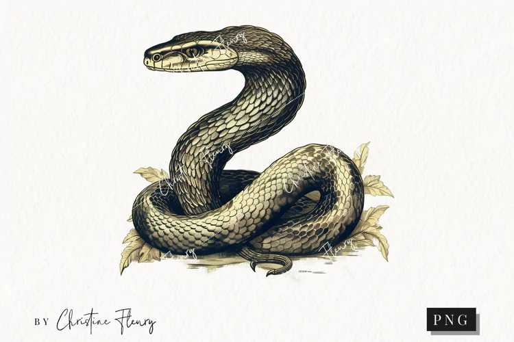 Vintage Goth Snake Clipart | Halloween PNG