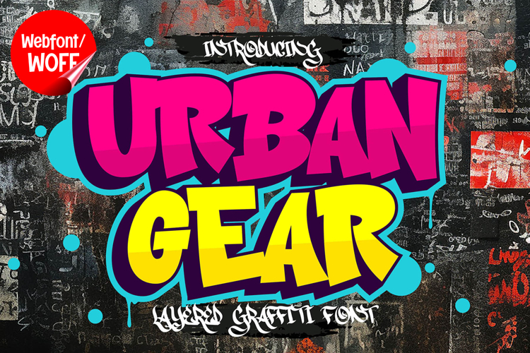 Urban Gear | 3D Layered Graffiti Webfont for Street Impact