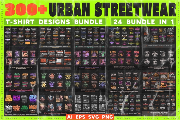 Urban Streetwear Bundle, Minimal Urban Typography Collection