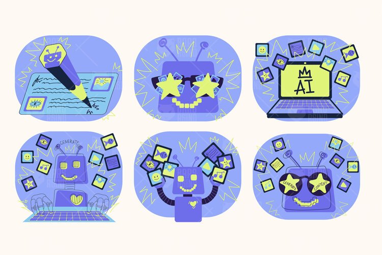 AI Robot Illustrations 6 Designs example image 1