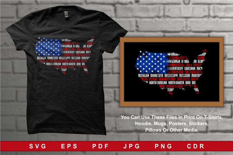 US Map Flag States Of America