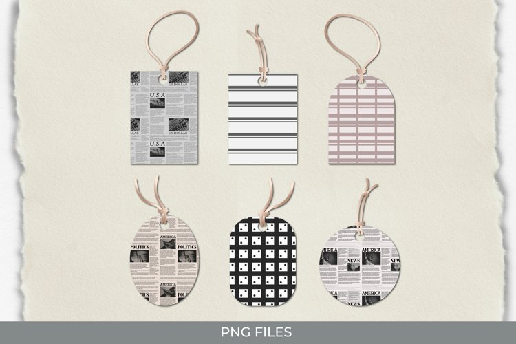 US Newspaper Patterned Shaped Tags