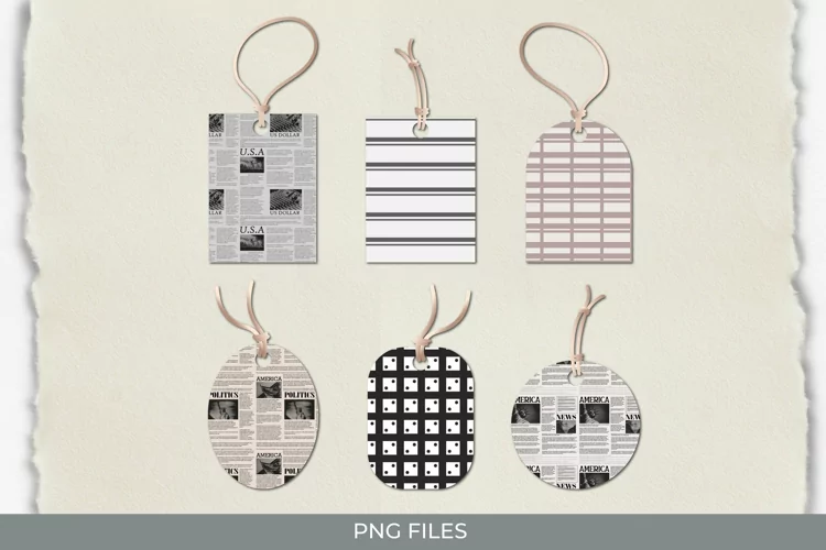 US Newspaper Patterned Shaped Tags