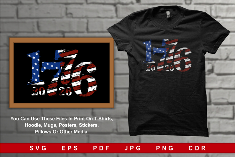 USA 1776 2026 Distressed Flag Typography Design