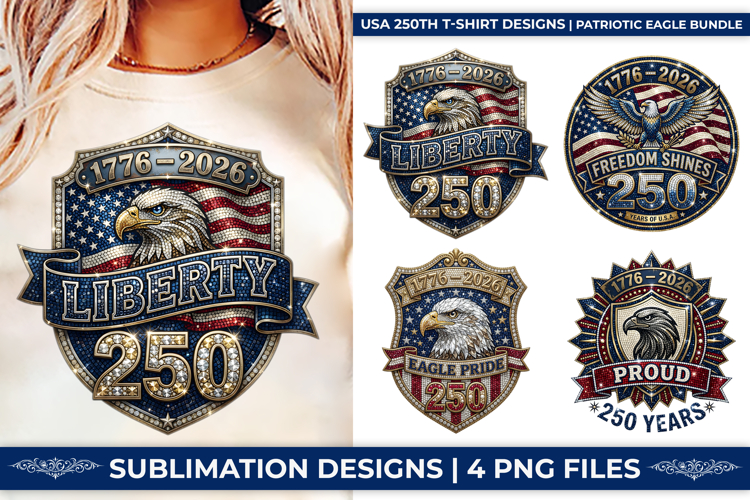 USA 250 Years Patriotic Eagle PNG 1776 -2026 T-Shirt Design