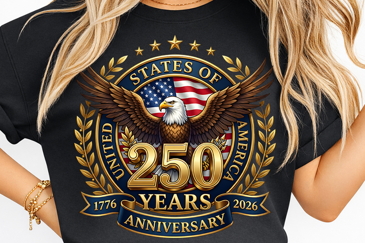 USA 250th Anniversary Patriotic Eagle T-Shirt PNG Design