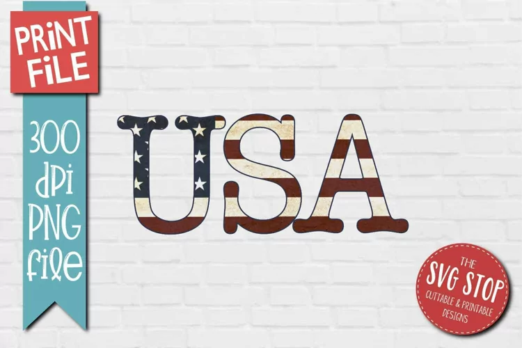 USA Vintage American Flag Sublimation | Patriotic Decor PNG