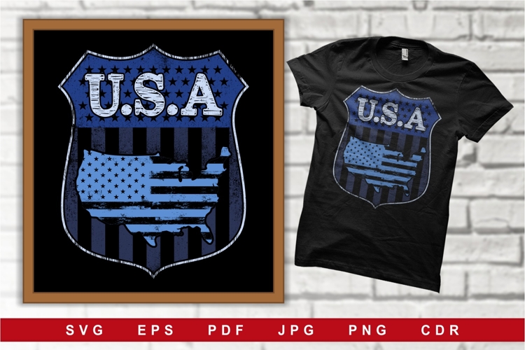 USA Blue Camouflage Badge with Distressed