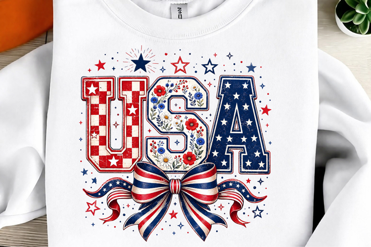 USA Bow Coquette Patriotic 4th Of July Design