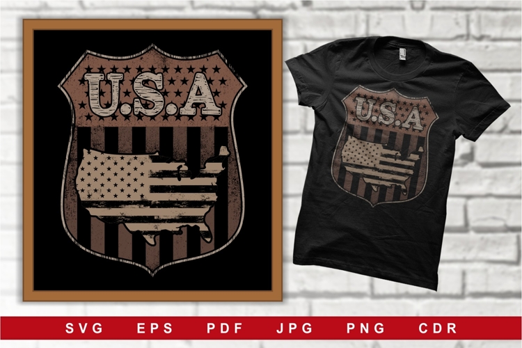 USA Brown Camouflage Badge with Distressed