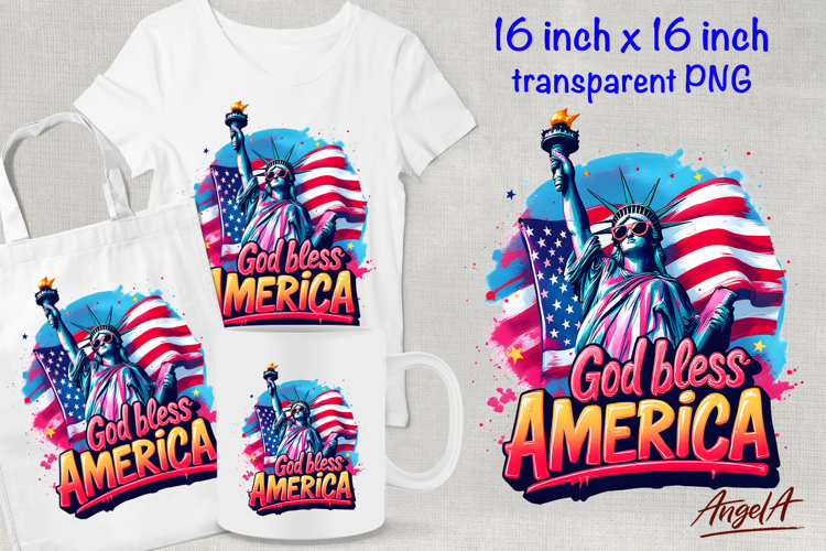 Patriotic quote God bless America, Independence Day clipart
