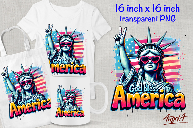 Patriotic quote God bless America, Independence Day clipart