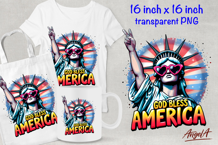 Patriotic quote God bless America, Independence Day clipart