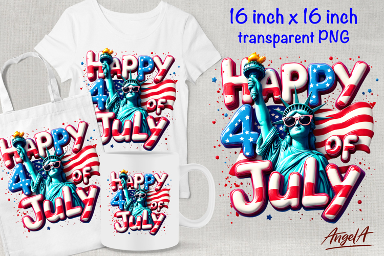 Patriotic quote HAppy 4th of July, Independence Day clipart